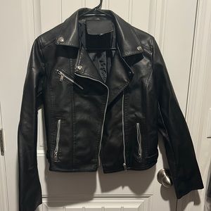 Zip Up PU Leather Moto Jacket